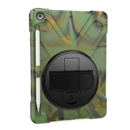 For iPad 9.7-inch (2018) / (2017) [X-Shape] PC + TPU Combo Case / 360 Degree Swivel Kickstand / Hand Strap and Shoulder Strap