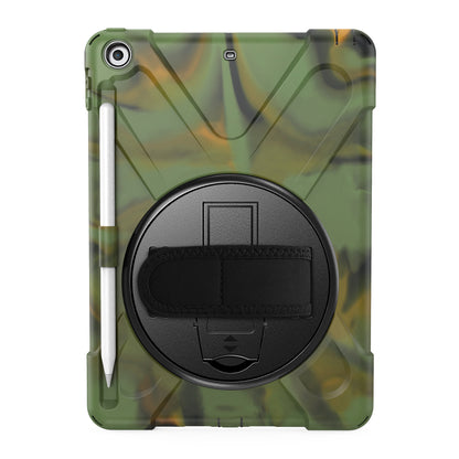 For iPad 9.7-inch (2018) / (2017) [X-Shape] PC + TPU Combo Case / 360 Degree Swivel Kickstand / Hand Strap and Shoulder Strap