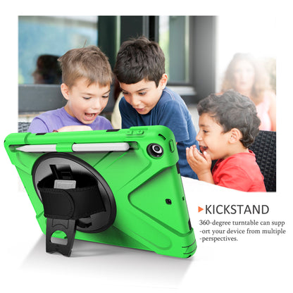 For iPad 9.7-inch (2018) / (2017) [X-Shape] PC + TPU Combo Case / 360 Degree Swivel Kickstand / Hand Strap and Shoulder Strap