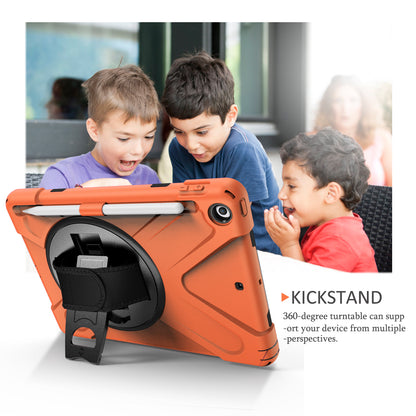 For iPad 9.7-inch (2018) / (2017) [X-Shape] PC + TPU Combo Case / 360 Degree Swivel Kickstand / Hand Strap and Shoulder Strap