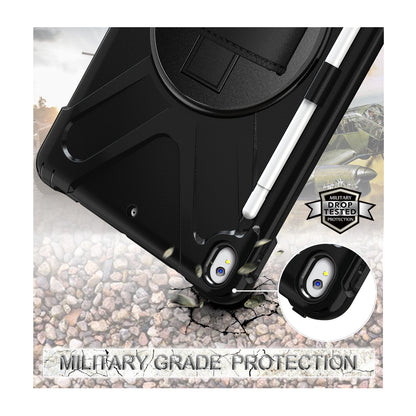 For iPad Air 10.5 inch (2019) [X-Shape] PC + TPU Combo 360 Degree Swivel Kickstand Case with Hand Strap and Shoulder Strap
