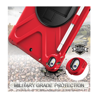For iPad Air 10.5 inch (2019) [X-Shape] PC + TPU Combo 360 Degree Swivel Kickstand Case with Hand Strap and Shoulder Strap
