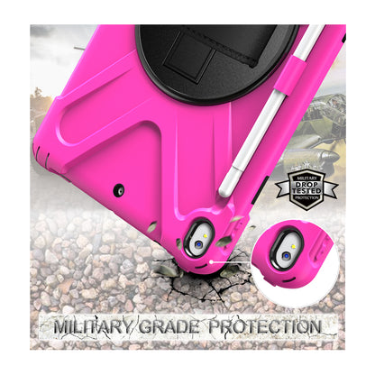 For iPad Air 10.5 inch (2019) [X-Shape] PC + TPU Combo 360 Degree Swivel Kickstand Case with Hand Strap and Shoulder Strap