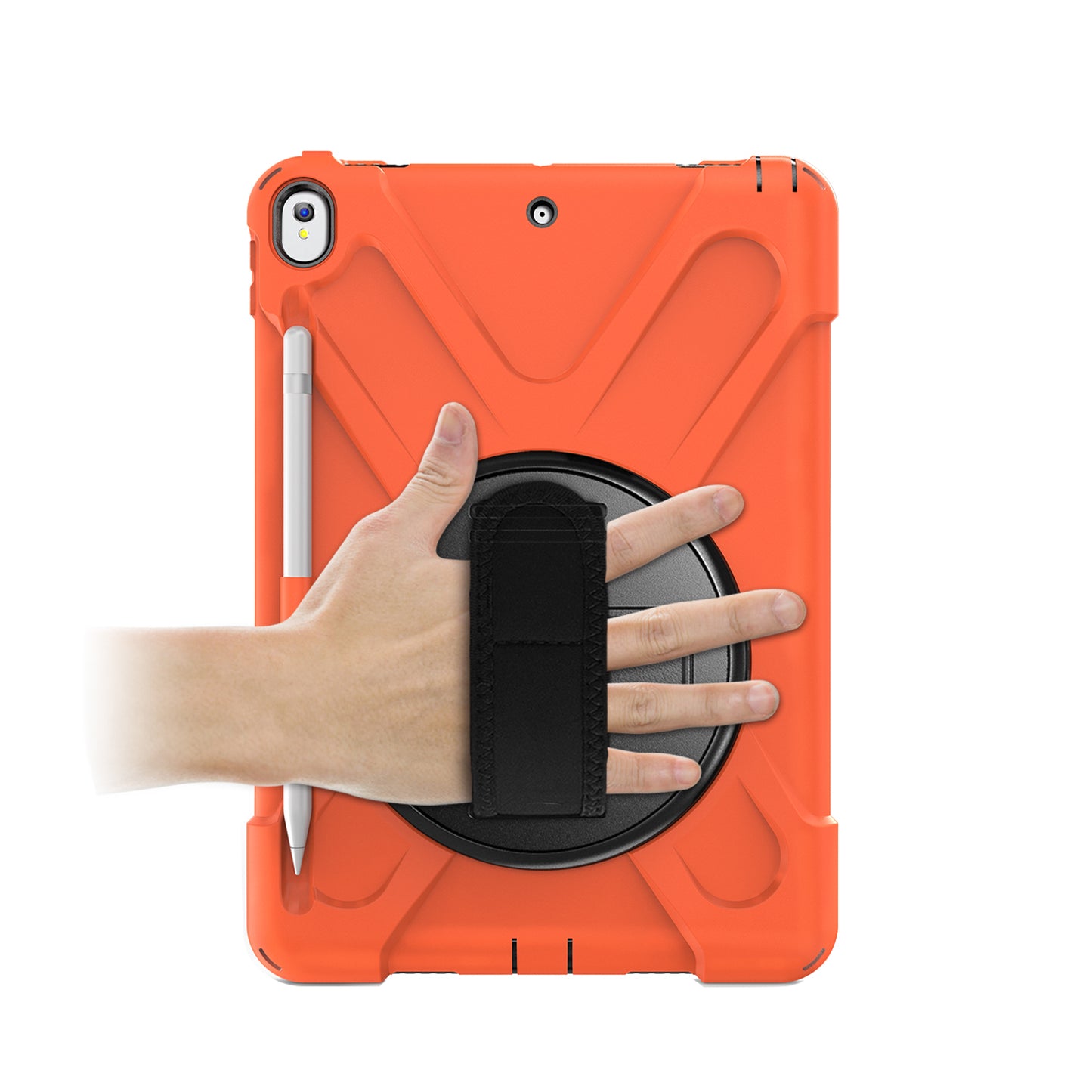 For iPad Air 10.5 inch (2019) [X-Shape] PC + TPU Combo 360 Degree Swivel Kickstand Case with Hand Strap and Shoulder Strap