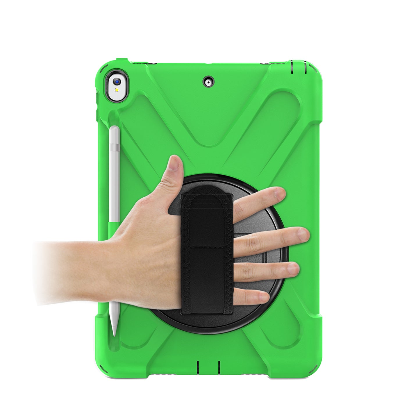 For iPad Air 10.5 inch (2019) [X-Shape] PC + TPU Combo 360 Degree Swivel Kickstand Case with Hand Strap and Shoulder Strap