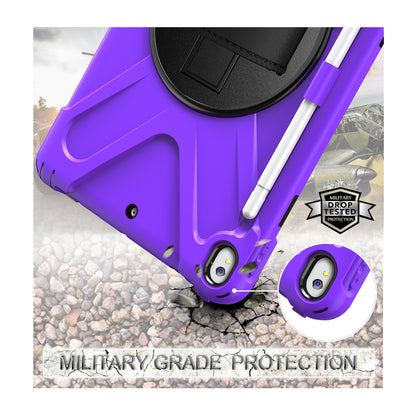 For iPad Air 10.5 inch (2019) [X-Shape] PC + TPU Combo 360 Degree Swivel Kickstand Case with Hand Strap and Shoulder Strap
