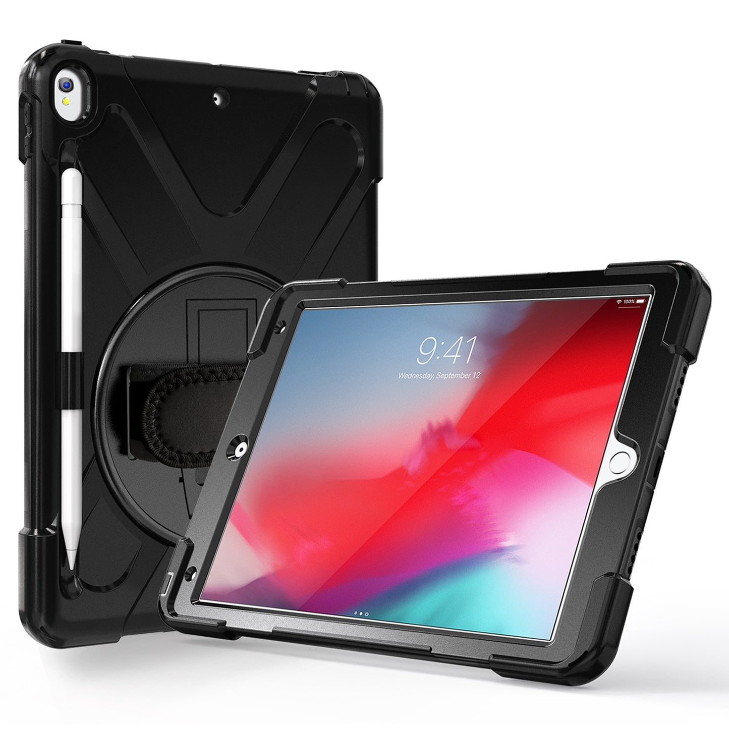 [X-Shape] PC + TPU 360-degree Swivel Kickstand Case with Hand Strap for iPad Air 10.5 inch (2019) / Pro 10.5-inch (2017)