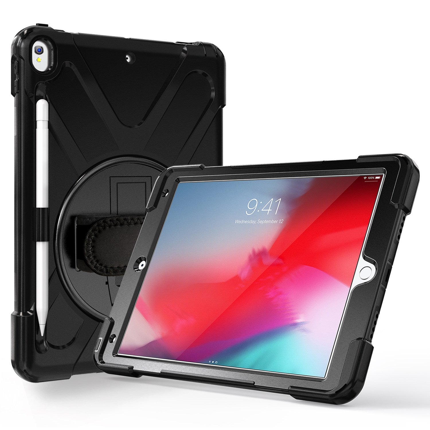 [X-Shape] PC + TPU 360-degree Swivel Kickstand Case with Hand Strap for iPad Air 10.5 inch (2019) / Pro 10.5-inch (2017)