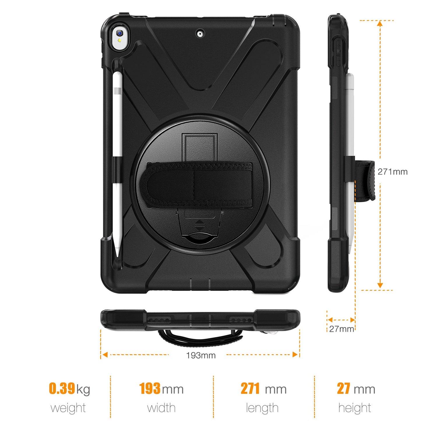 [X-Shape] PC + TPU 360-degree Swivel Kickstand Case with Hand Strap for iPad Air 10.5 inch (2019) / Pro 10.5-inch (2017)