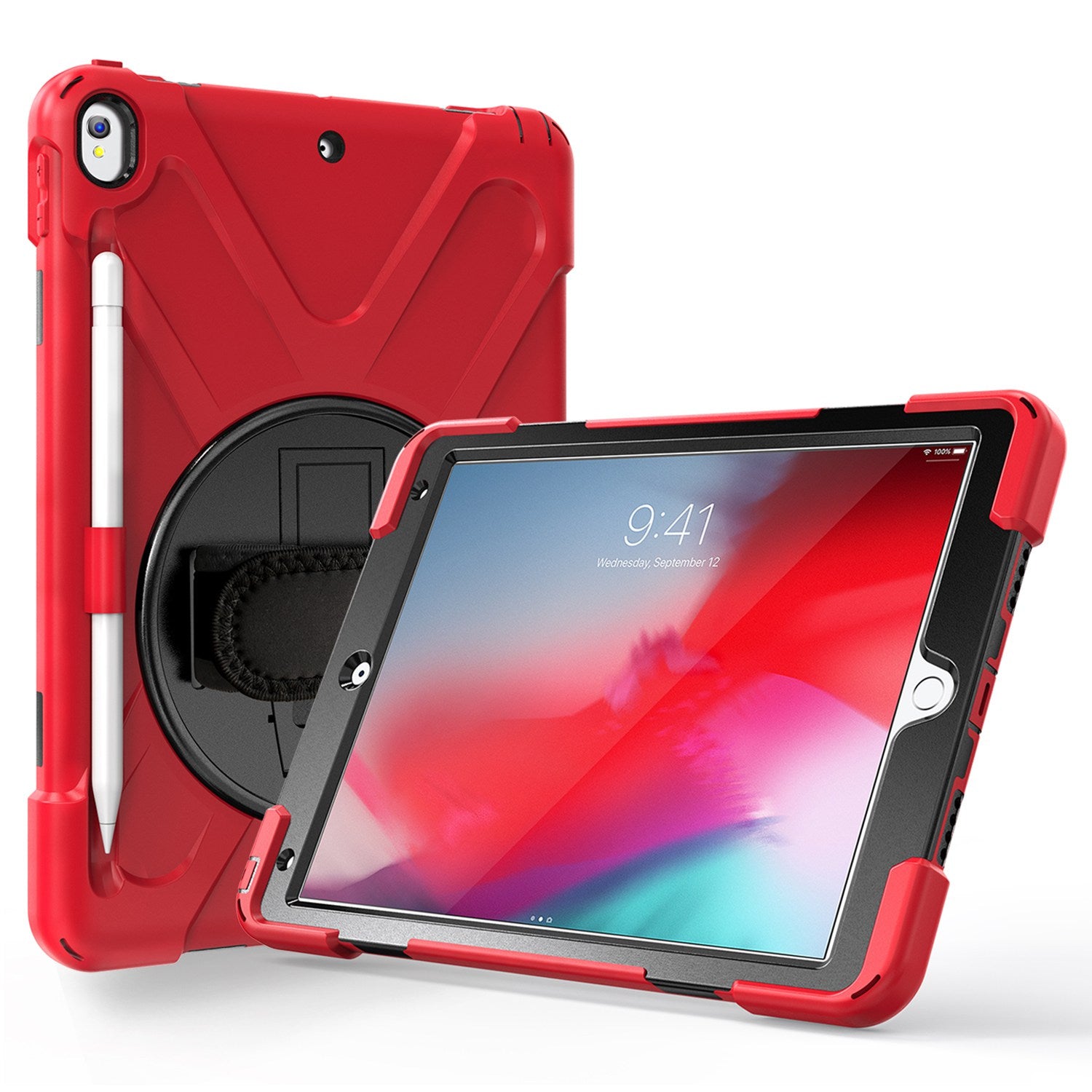 [X-Shape] PC + TPU 360-degree Swivel Kickstand Case with Hand Strap for iPad Air 10.5 inch (2019) / Pro 10.5-inch (2017)