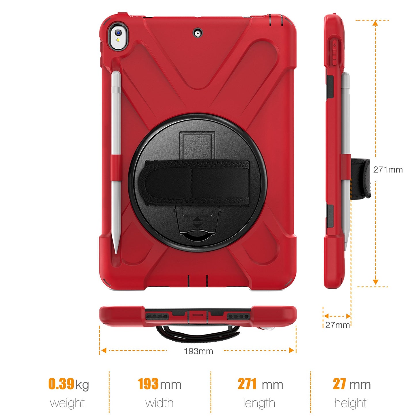 [X-Shape] PC + TPU 360-degree Swivel Kickstand Case with Hand Strap for iPad Air 10.5 inch (2019) / Pro 10.5-inch (2017)
