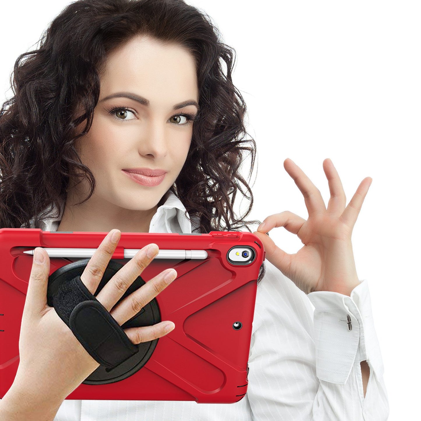[X-Shape] PC + TPU 360-degree Swivel Kickstand Case with Hand Strap for iPad Air 10.5 inch (2019) / Pro 10.5-inch (2017)