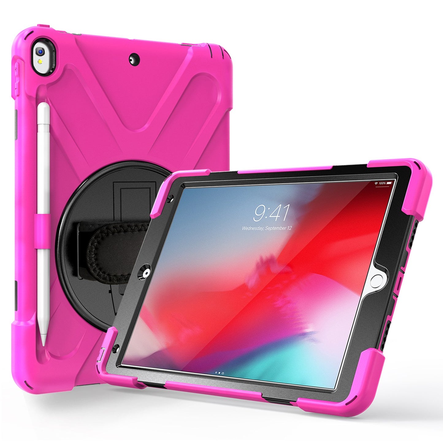 [X-Shape] PC + TPU 360-degree Swivel Kickstand Case with Hand Strap for iPad Air 10.5 inch (2019) / Pro 10.5-inch (2017)