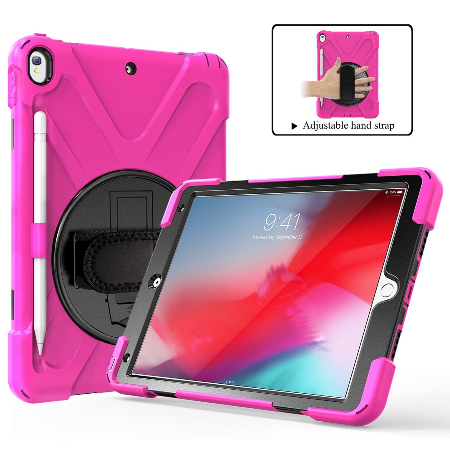 [X-Shape] PC + TPU 360-degree Swivel Kickstand Case with Hand Strap for iPad Air 10.5 inch (2019) / Pro 10.5-inch (2017)