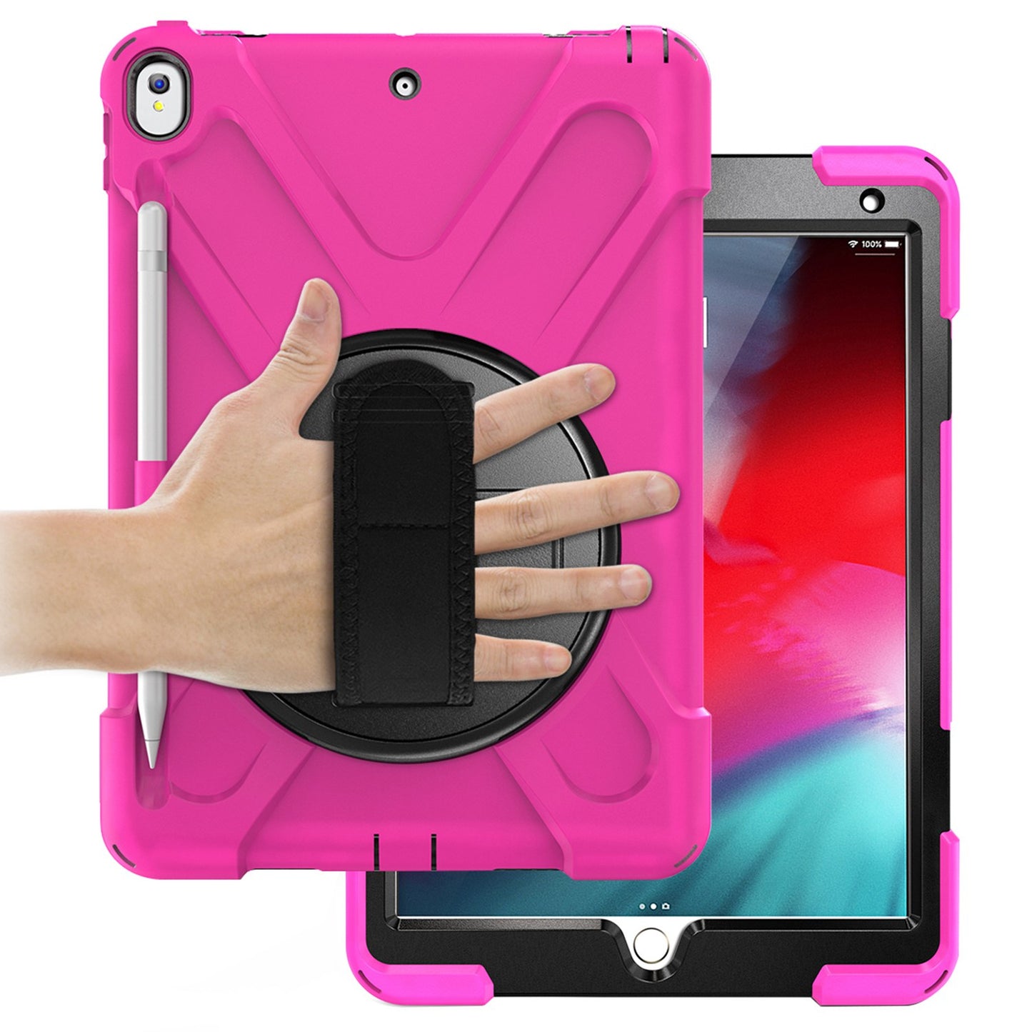[X-Shape] PC + TPU 360-degree Swivel Kickstand Case with Hand Strap for iPad Air 10.5 inch (2019) / Pro 10.5-inch (2017)