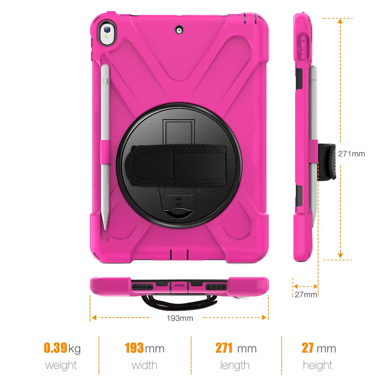 [X-Shape] PC + TPU 360-degree Swivel Kickstand Case with Hand Strap for iPad Air 10.5 inch (2019) / Pro 10.5-inch (2017)