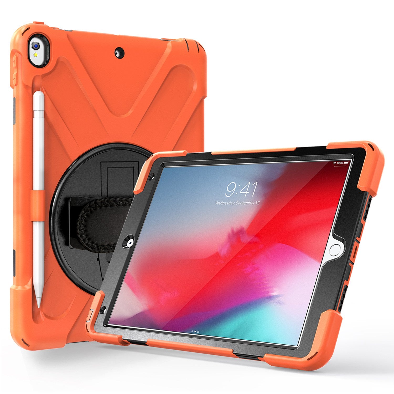 [X-Shape] PC + TPU 360-degree Swivel Kickstand Case with Hand Strap for iPad Air 10.5 inch (2019) / Pro 10.5-inch (2017)
