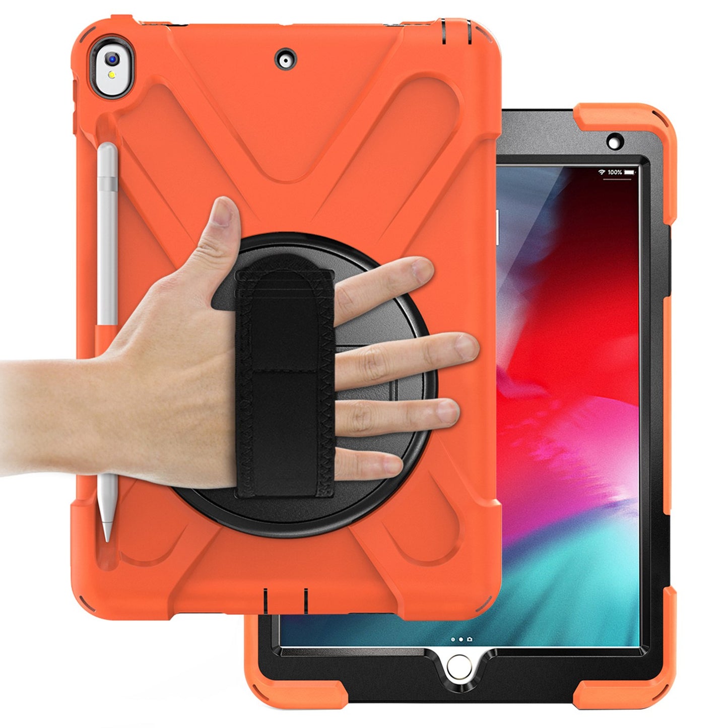 [X-Shape] PC + TPU 360-degree Swivel Kickstand Case with Hand Strap for iPad Air 10.5 inch (2019) / Pro 10.5-inch (2017)