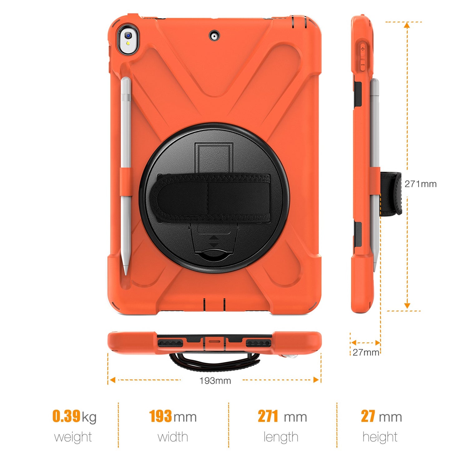 [X-Shape] PC + TPU 360-degree Swivel Kickstand Case with Hand Strap for iPad Air 10.5 inch (2019) / Pro 10.5-inch (2017)