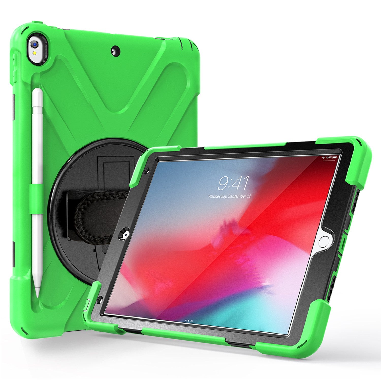 [X-Shape] PC + TPU 360-degree Swivel Kickstand Case with Hand Strap for iPad Air 10.5 inch (2019) / Pro 10.5-inch (2017)