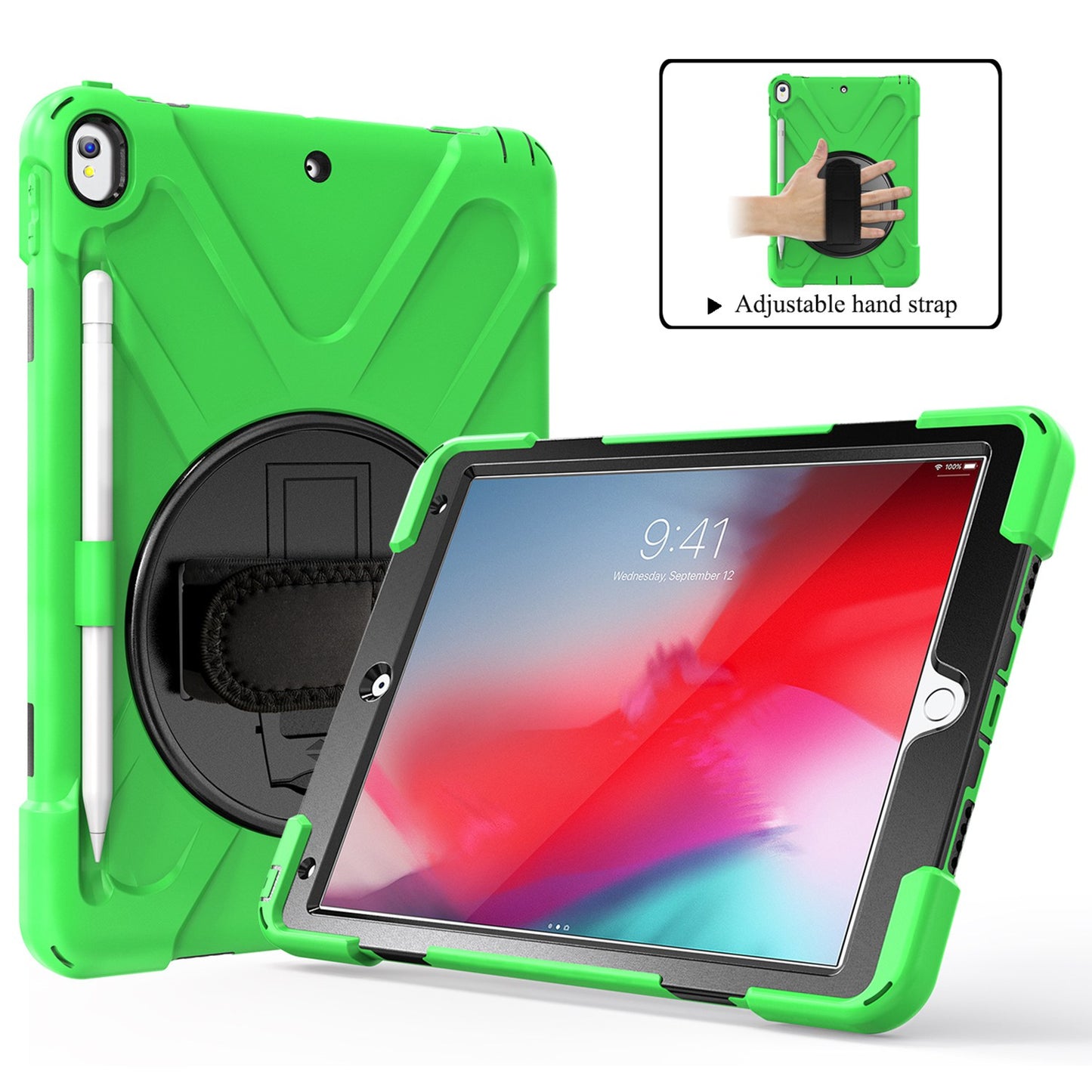 [X-Shape] PC + TPU 360-degree Swivel Kickstand Case with Hand Strap for iPad Air 10.5 inch (2019) / Pro 10.5-inch (2017)