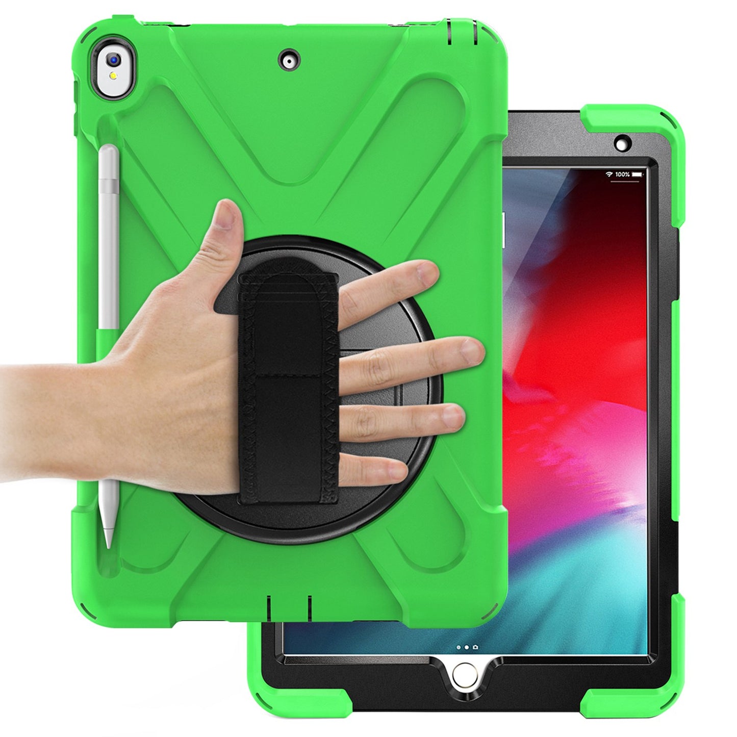[X-Shape] PC + TPU 360-degree Swivel Kickstand Case with Hand Strap for iPad Air 10.5 inch (2019) / Pro 10.5-inch (2017)