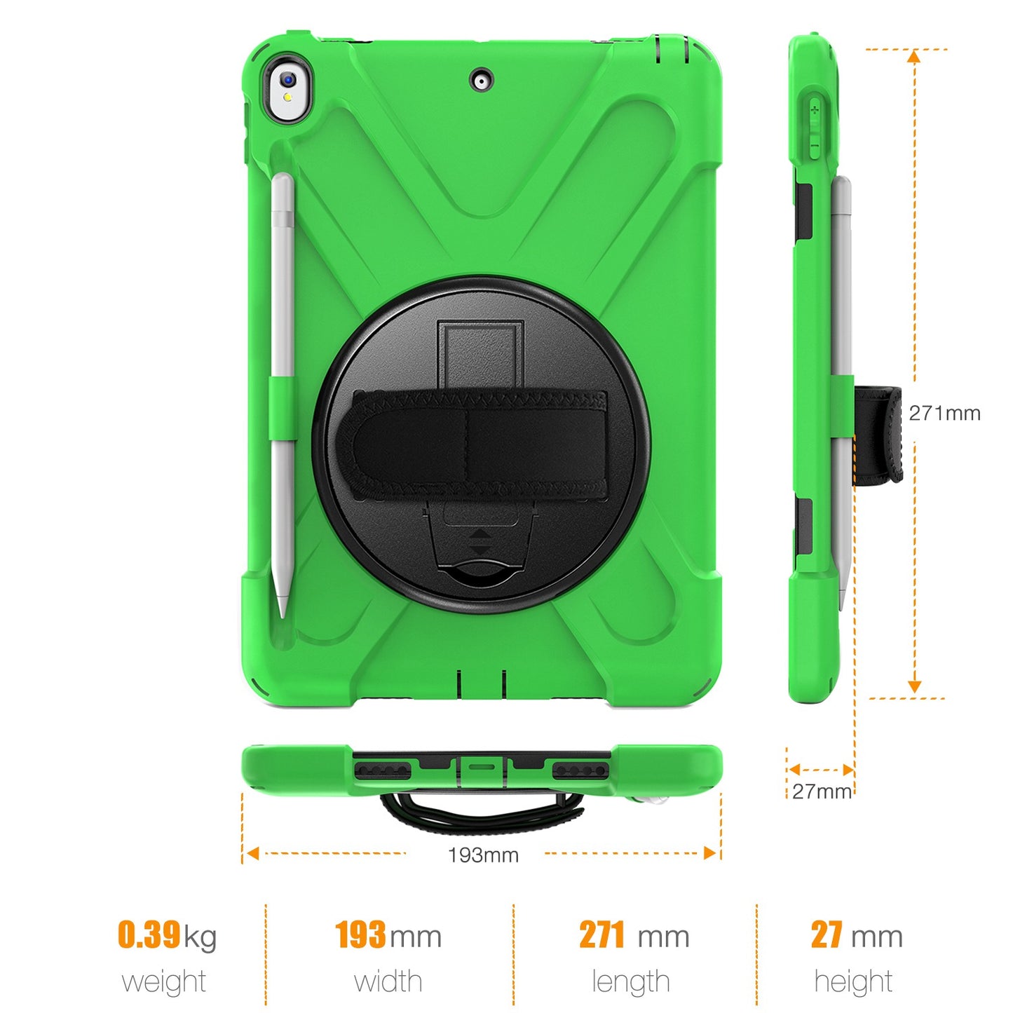 [X-Shape] PC + TPU 360-degree Swivel Kickstand Case with Hand Strap for iPad Air 10.5 inch (2019) / Pro 10.5-inch (2017)