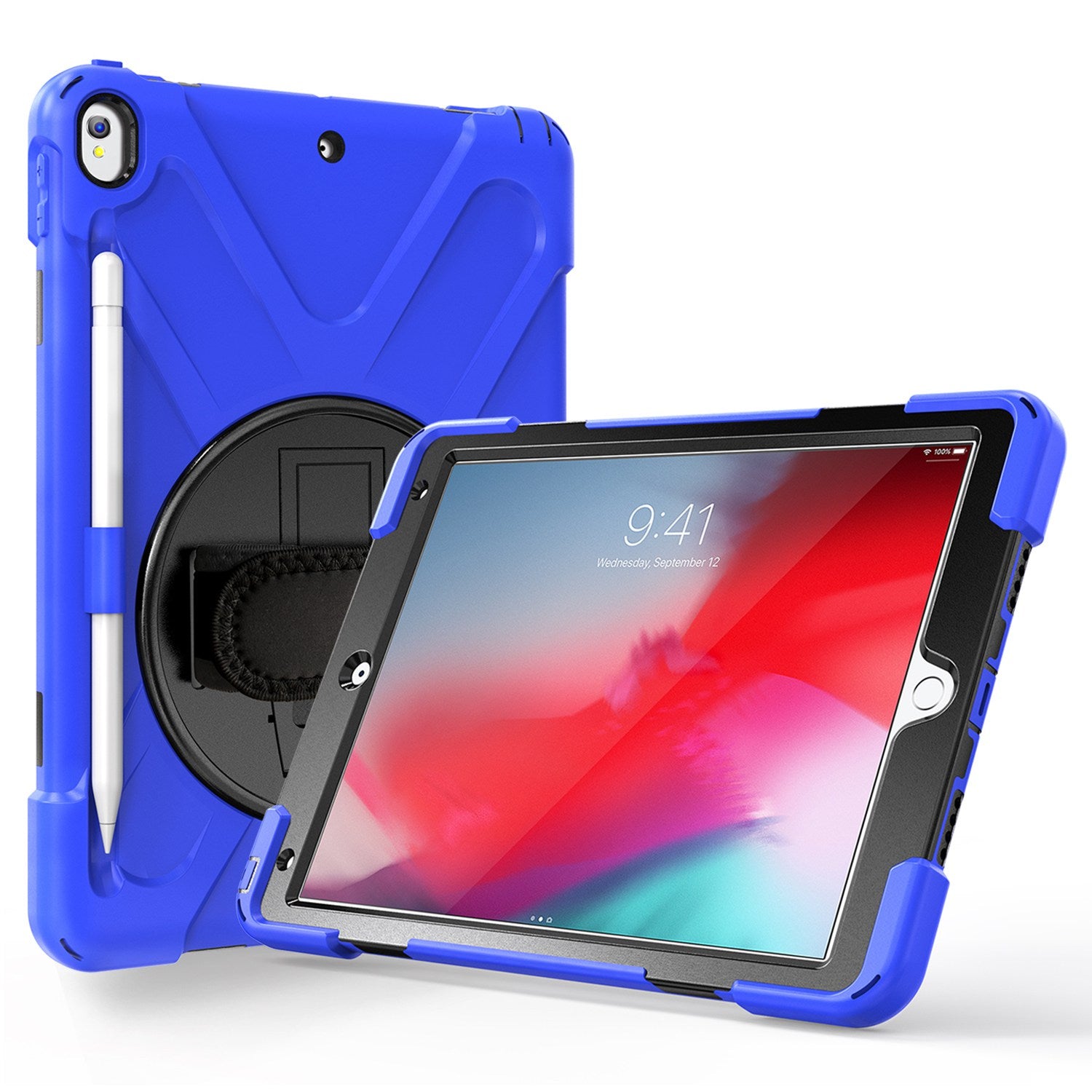 [X-Shape] PC + TPU 360-degree Swivel Kickstand Case with Hand Strap for iPad Air 10.5 inch (2019) / Pro 10.5-inch (2017)