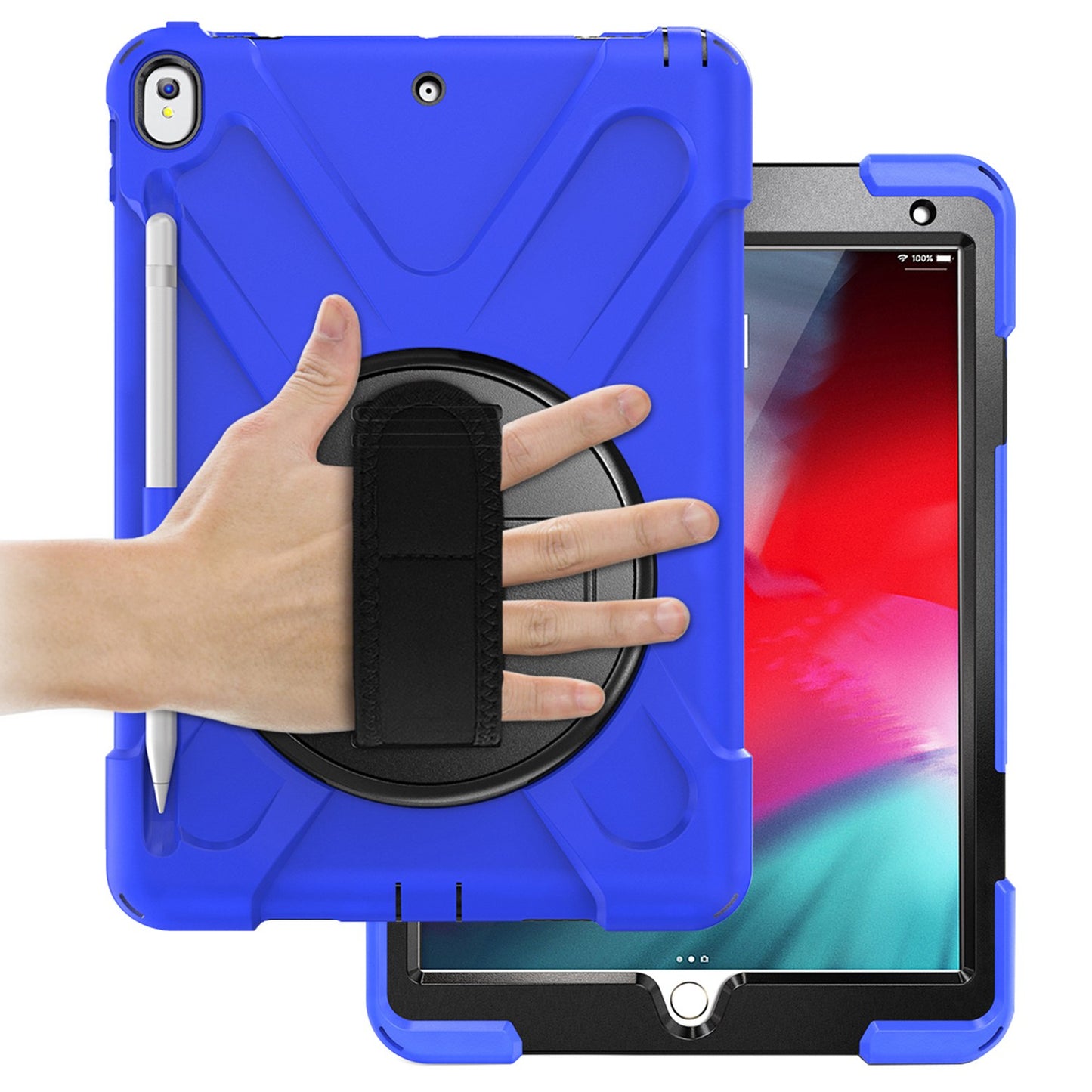 [X-Shape] PC + TPU 360-degree Swivel Kickstand Case with Hand Strap for iPad Air 10.5 inch (2019) / Pro 10.5-inch (2017)