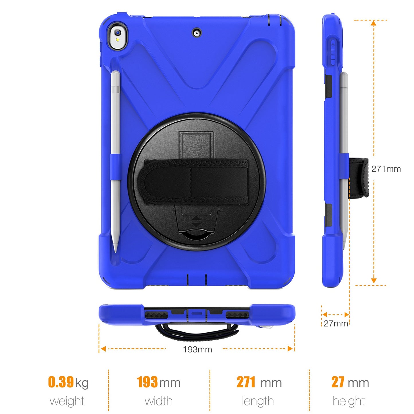 [X-Shape] PC + TPU 360-degree Swivel Kickstand Case with Hand Strap for iPad Air 10.5 inch (2019) / Pro 10.5-inch (2017)