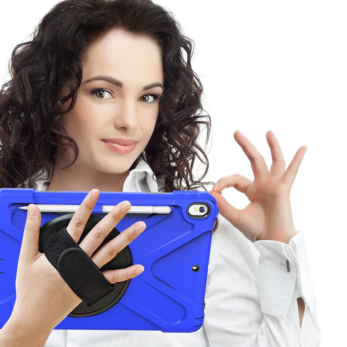 [X-Shape] PC + TPU 360-degree Swivel Kickstand Case with Hand Strap for iPad Air 10.5 inch (2019) / Pro 10.5-inch (2017)