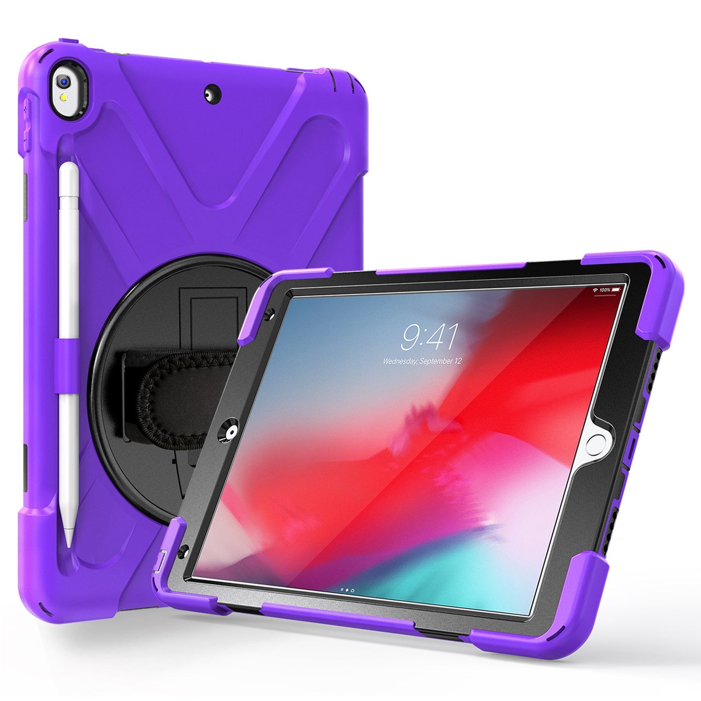 [X-Shape] PC + TPU 360-degree Swivel Kickstand Case with Hand Strap for iPad Air 10.5 inch (2019) / Pro 10.5-inch (2017)