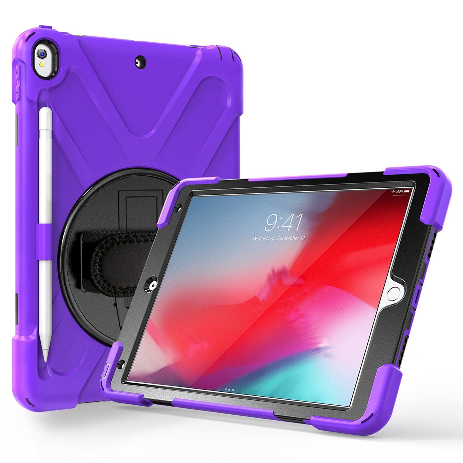 [X-Shape] PC + TPU 360-degree Swivel Kickstand Case with Hand Strap for iPad Air 10.5 inch (2019) / Pro 10.5-inch (2017)