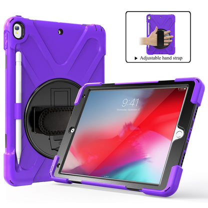 [X-Shape] PC + TPU 360-degree Swivel Kickstand Case with Hand Strap for iPad Air 10.5 inch (2019) / Pro 10.5-inch (2017)