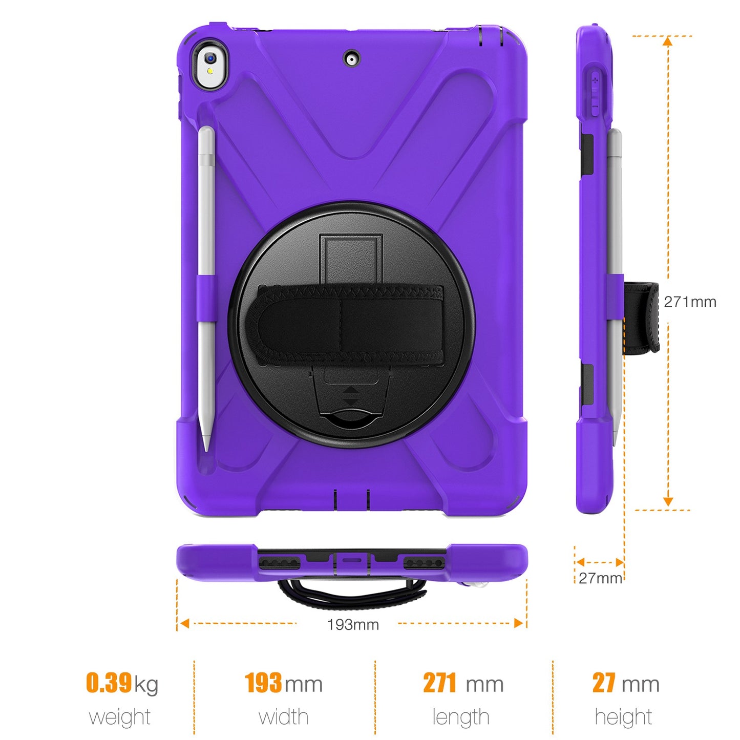 [X-Shape] PC + TPU 360-degree Swivel Kickstand Case with Hand Strap for iPad Air 10.5 inch (2019) / Pro 10.5-inch (2017)