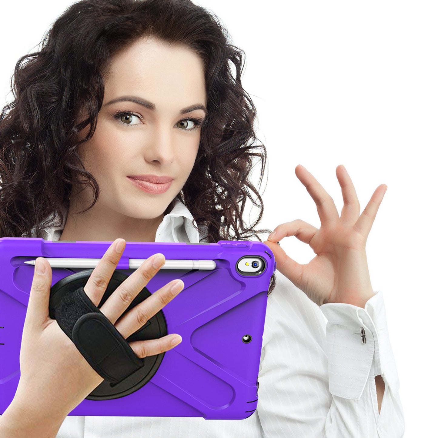 [X-Shape] PC + TPU 360-degree Swivel Kickstand Case with Hand Strap for iPad Air 10.5 inch (2019) / Pro 10.5-inch (2017)