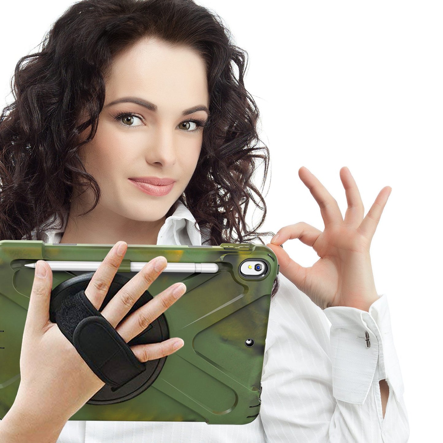 [X-Shape] PC + TPU 360-degree Swivel Kickstand Case with Hand Strap for iPad Air 10.5 inch (2019) / Pro 10.5-inch (2017)