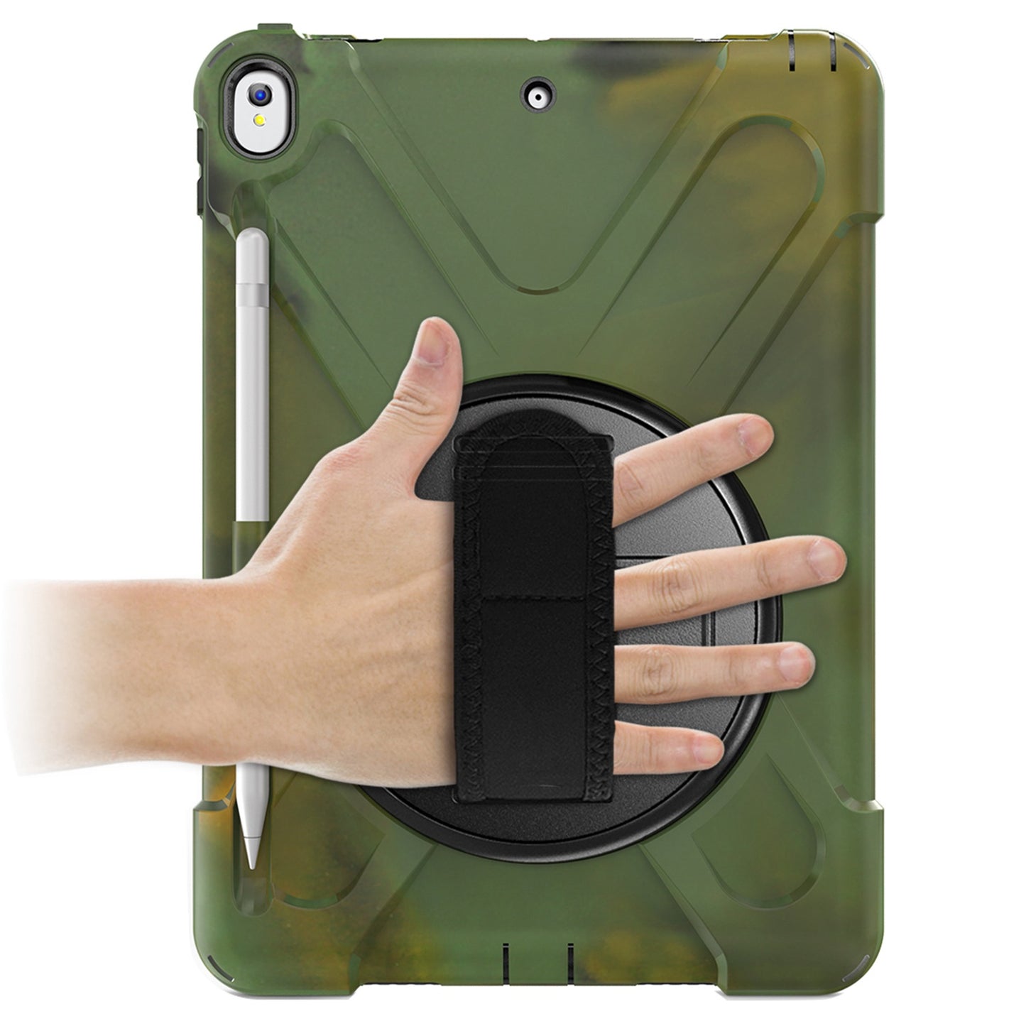 [X-Shape] PC + TPU 360-degree Swivel Kickstand Case with Hand Strap for iPad Air 10.5 inch (2019) / Pro 10.5-inch (2017)
