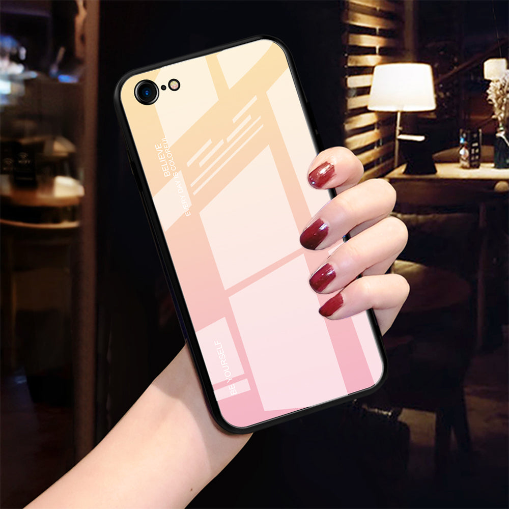 Gradient Glass + TPU + PC Hybrid Back Case for iPhone 8/7/SE (2022)/SE (2020)