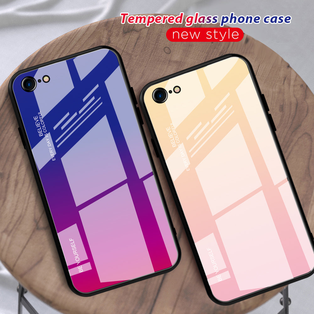Gradient Glass + TPU + PC Hybrid Back Case for iPhone 8/7/SE (2022)/SE (2020)
