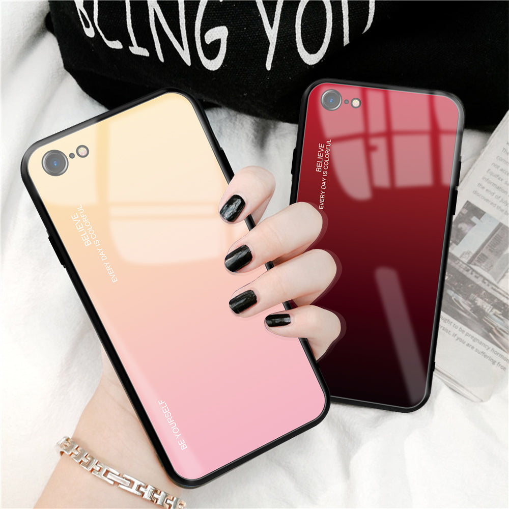 Gradient Glass + TPU + PC Hybrid Back Case for iPhone 8/7/SE (2022)/SE (2020)