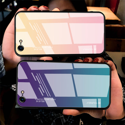 Gradient Glass + TPU + PC Hybrid Back Case for iPhone 8/7/SE (2022)/SE (2020)