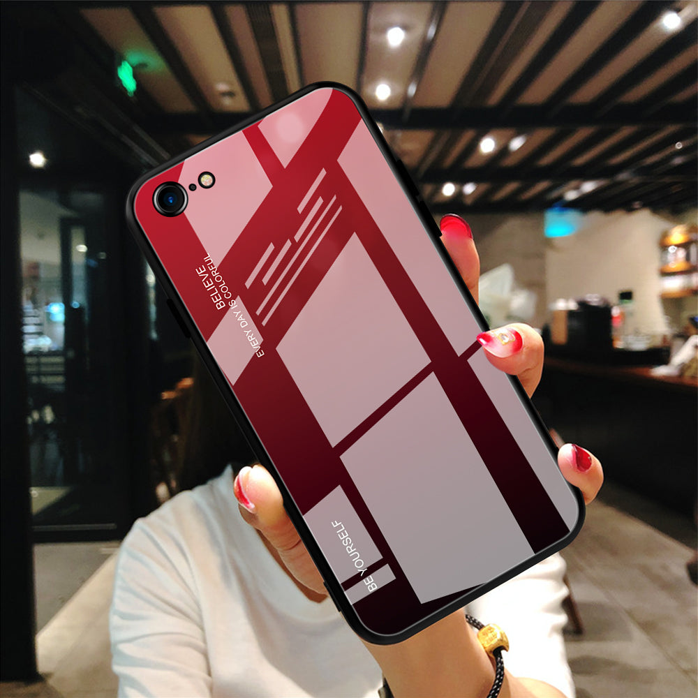 Gradient Glass + TPU + PC Hybrid Back Case for iPhone 8/7/SE (2022)/SE (2020)