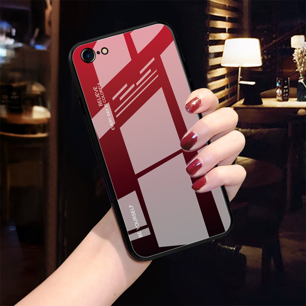 Gradient Glass + TPU + PC Hybrid Back Case for iPhone 8/7/SE (2022)/SE (2020)