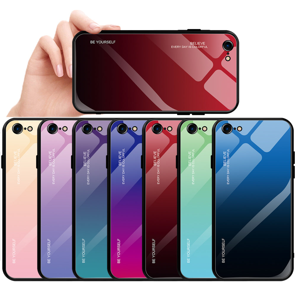 Gradient Glass + TPU + PC Hybrid Back Case for iPhone 8/7/SE (2022)/SE (2020)