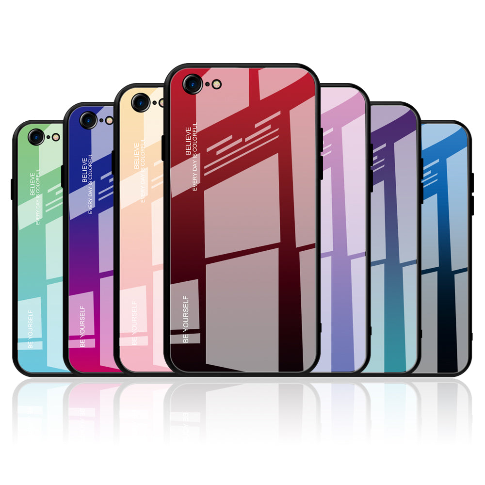 Gradient Glass + TPU + PC Hybrid Back Case for iPhone 8/7/SE (2022)/SE (2020)
