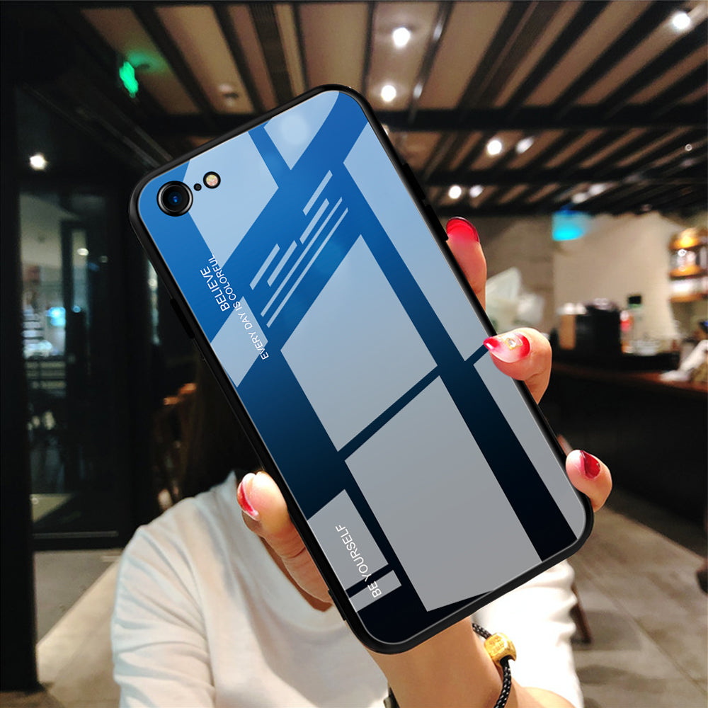 Gradient Glass + TPU + PC Hybrid Back Case for iPhone 8/7/SE (2022)/SE (2020)