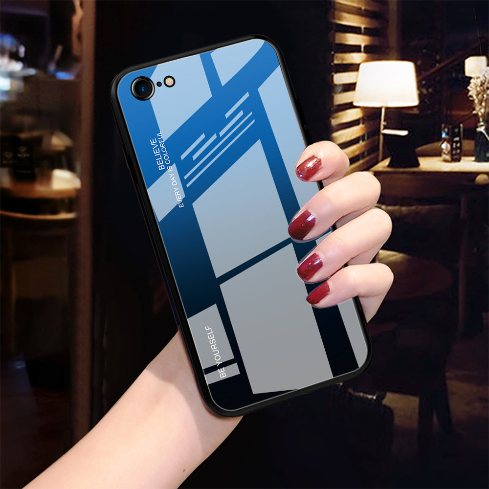 Gradient Glass + TPU + PC Hybrid Back Case for iPhone 8/7/SE (2022)/SE (2020)