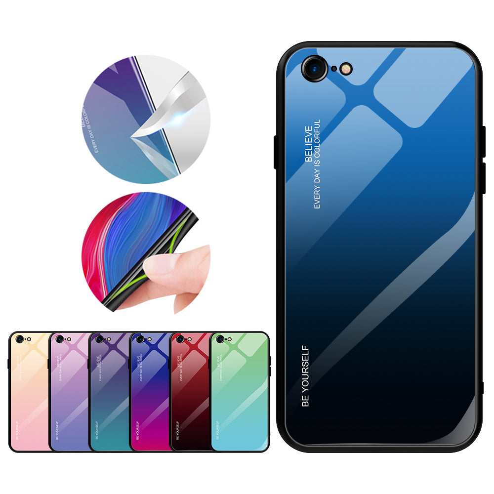 Gradient Glass + TPU + PC Hybrid Back Case for iPhone 8/7/SE (2022)/SE (2020)