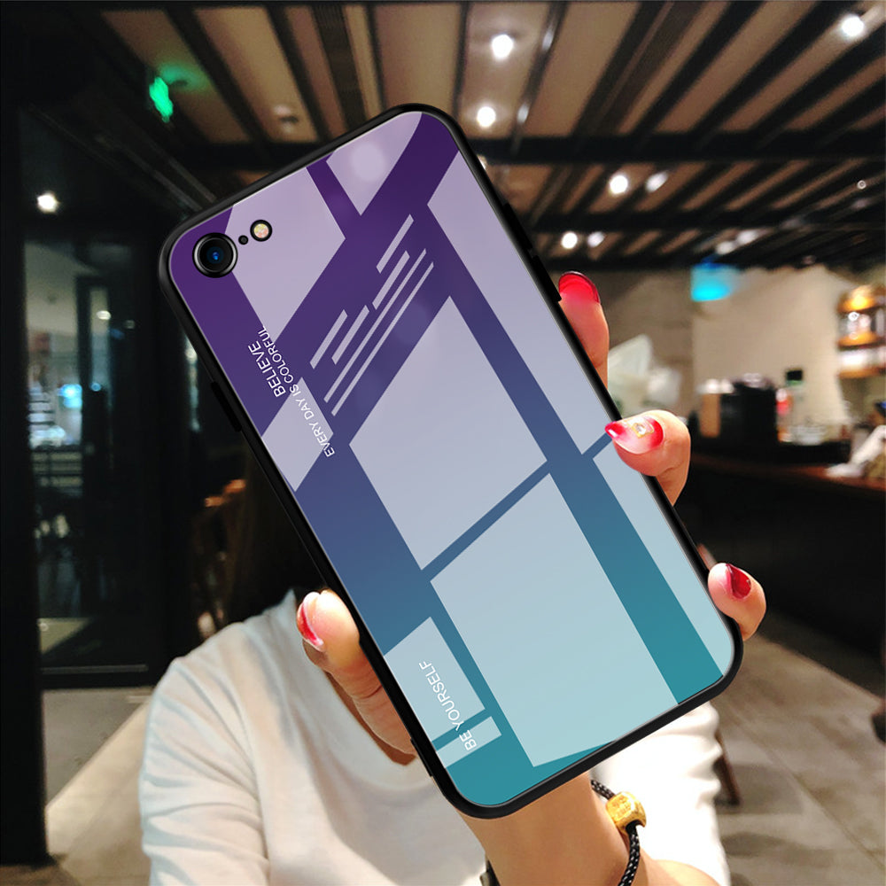 Gradient Glass + TPU + PC Hybrid Back Case for iPhone 8/7/SE (2022)/SE (2020)